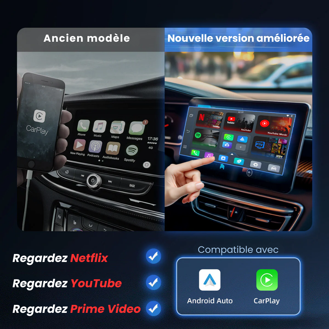 Adaptateur sans fil Play2Video Pro | CarPlay & Android Auto tout-en-un