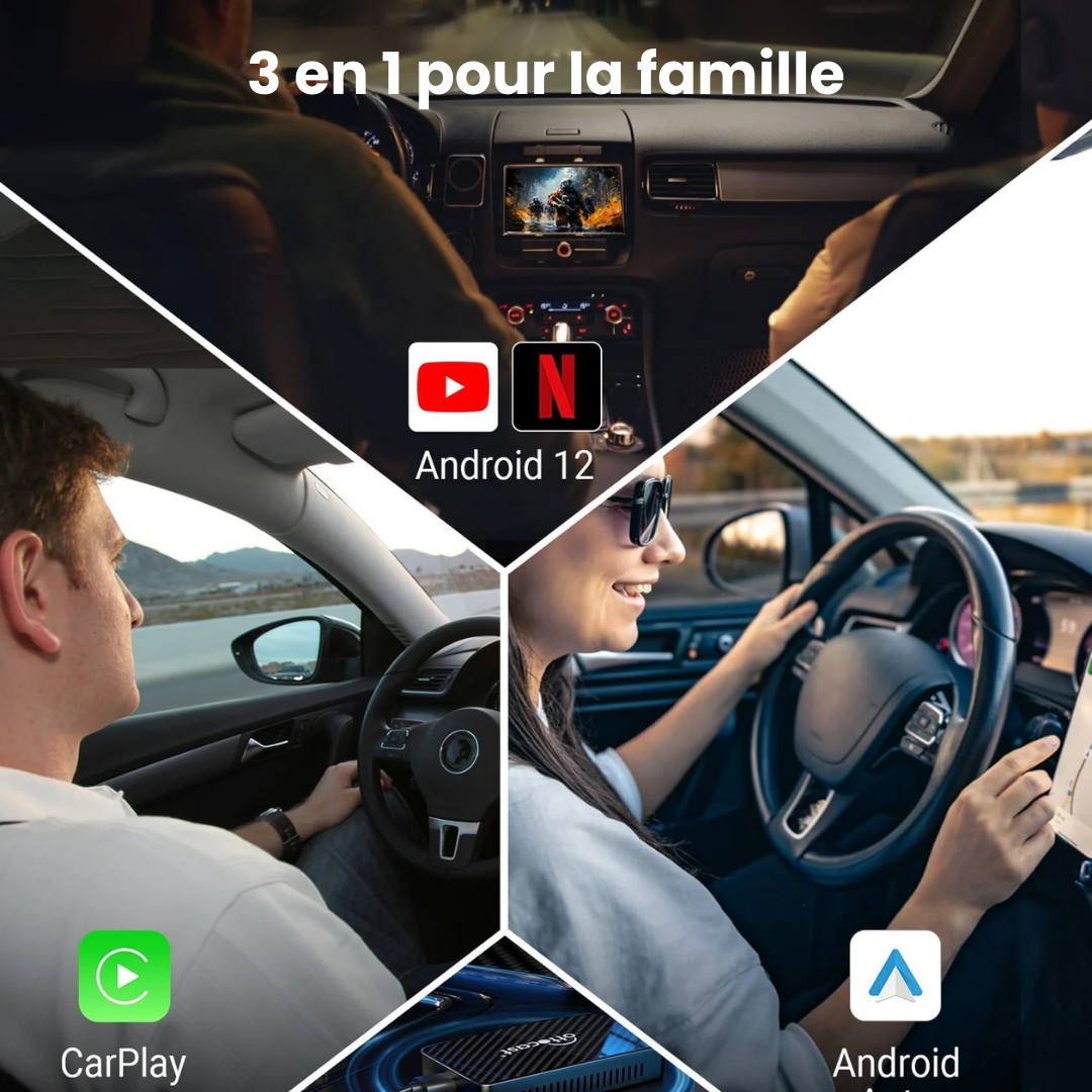 Adaptateur sans fil Play2Video Pro | CarPlay & Android Auto tout-en-un