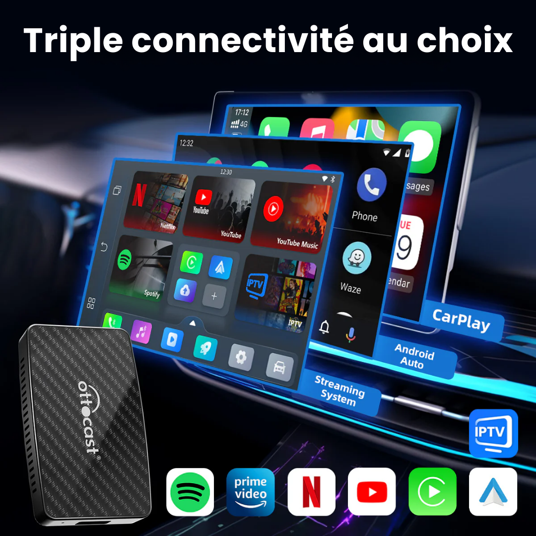 Adaptateur sans fil Play2Video Pro | CarPlay & Android Auto tout-en-un
