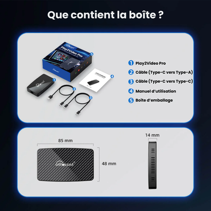 Adaptateur sans fil Play2Video Pro | CarPlay & Android Auto tout-en-un